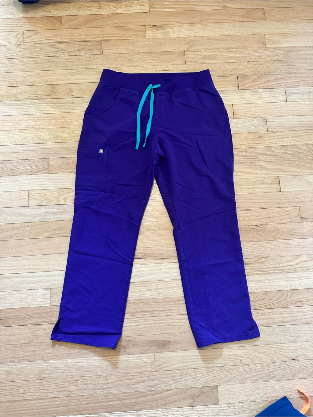 Figs Purple Jogger Pants with Teal Drawstring- Purple Pulse